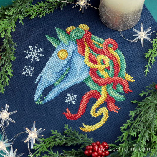 Mari Lwyd - PDF christmas holiday horse skull welsh cross stitch pattern
