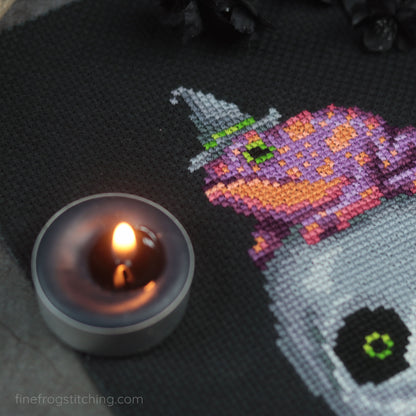 Wicked Toad - PDF toad witch Halloween cross stitch pattern