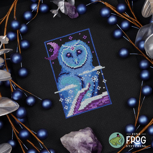 Winter Night Watcher - Owl Winter Animal Yule Cross Stitch Pattern PDF