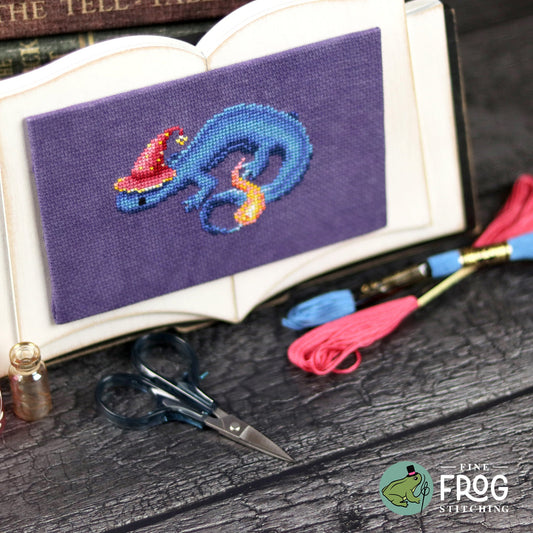 Wizardly Newt - Fantasy Newt Wizard Cross Stitch Pattern PDF