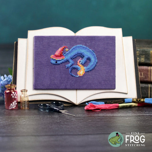 Wizardly Newt - Fantasy Newt Wizard Cross Stitch Pattern PDF