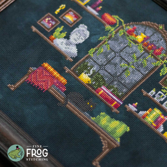 Plants and Petrichor - Cozy Rain Plants Stitchalong Dark Academia Cross Stitch Pattern PDF