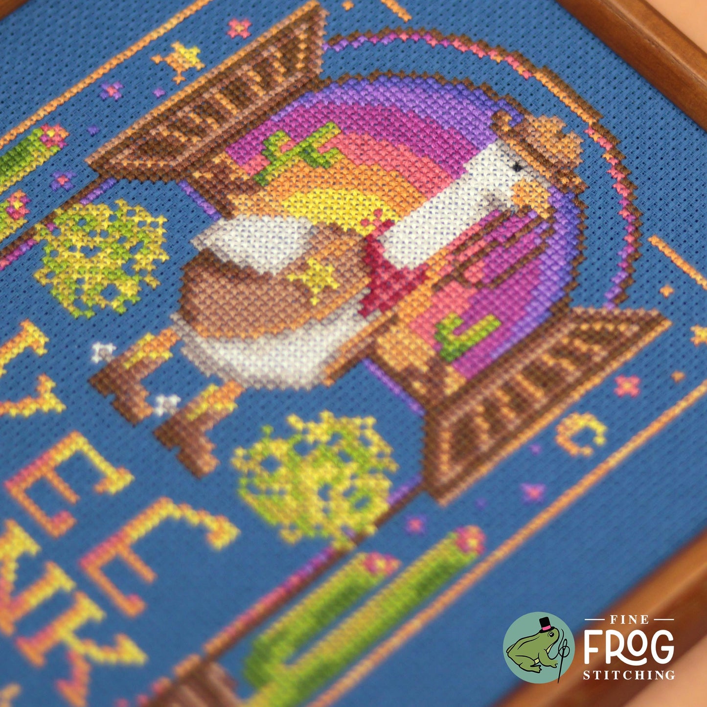 Western Cowboy Goose Cross Stitch Pattern PDF Texas Southern Duck Yee Honk Saloon Stitched Detail 2