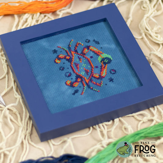 Summer Beach Crab Cross Stitch Pattern Pdf Ocean Nautical Cute Shrimp Crescent Crab Stitched Detail 1