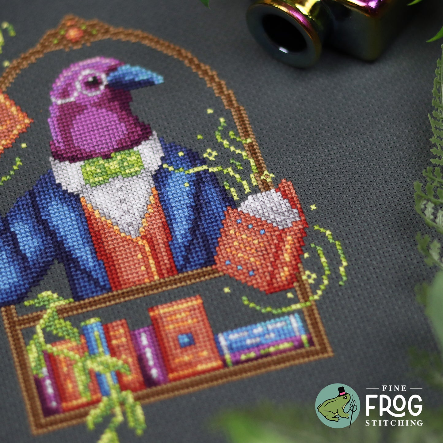 Crow Librarian - Crow Book Halloween Cross Stitch Pattern PDF