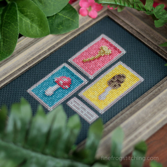 Mushroom Cottagecore Cross Stitch Pattern PDF Witchy Woodland Pagan Mushroom Gallery Stitched Detail