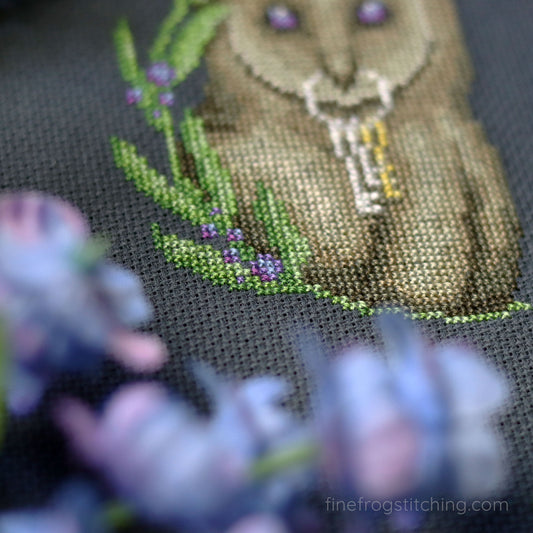 Owl Fairytale Fantasy Cross Stitch Pattern PDF Woodland Cottagecore Fairytale Owl Key Keeper Stitched Detail 1