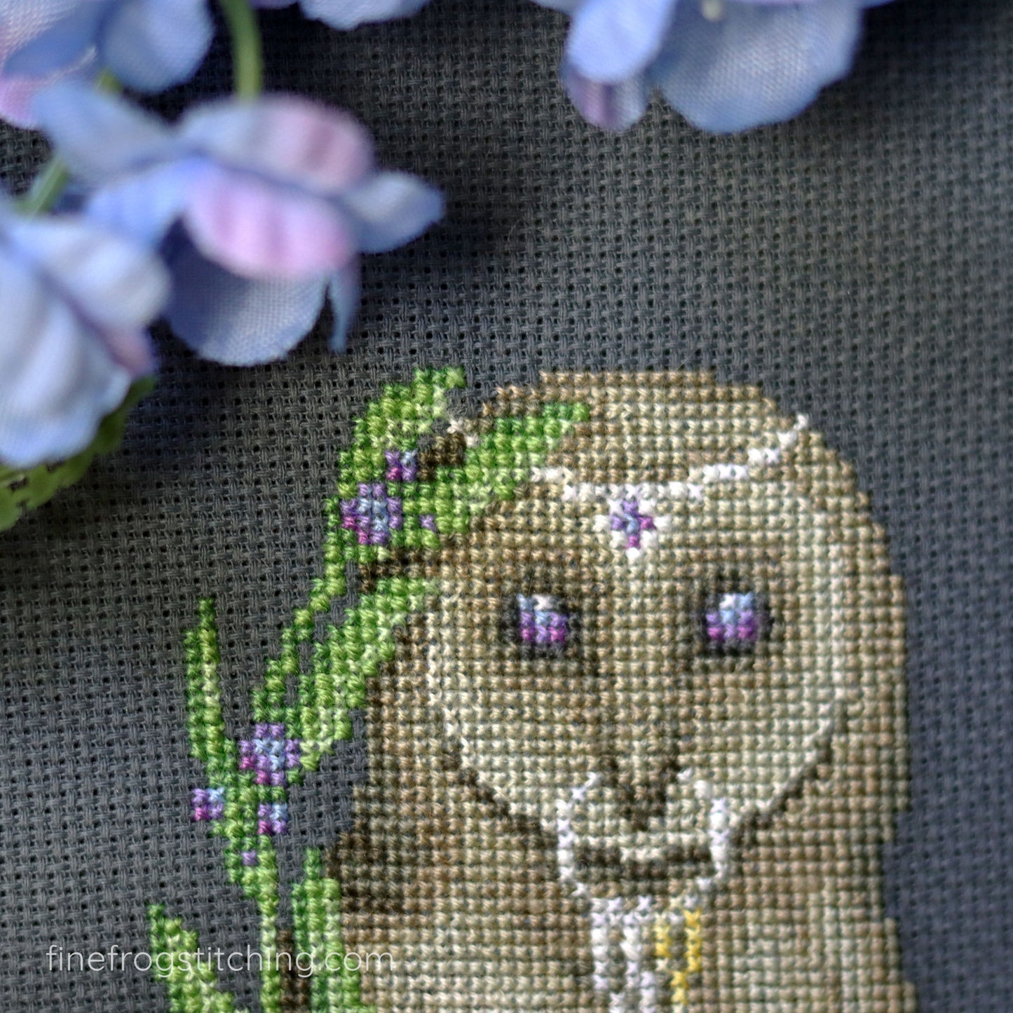 Owl Fairytale Fantasy Cross Stitch Pattern PDF Woodland Cottagecore Fairytale Owl Key Keeper Stitched Detail 2