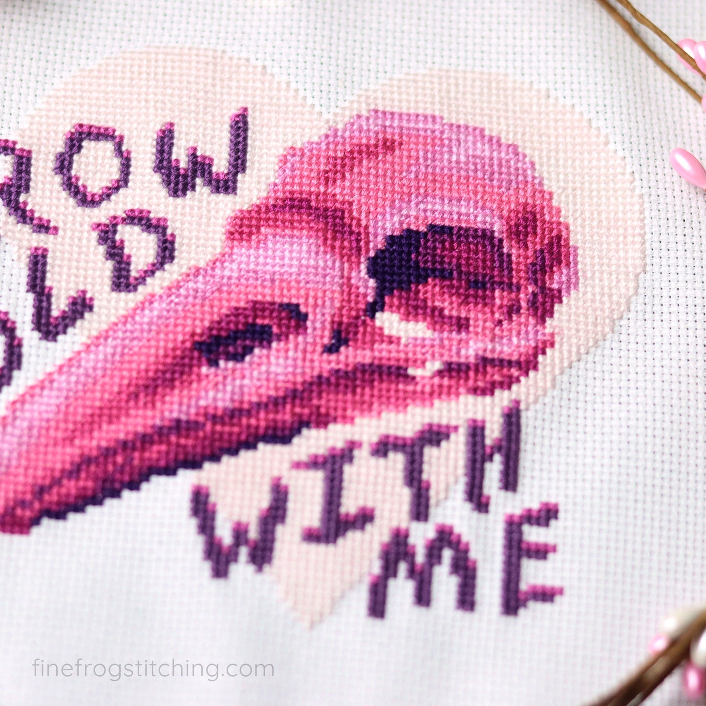 Crow Old With Me - Romantic Bird Skull Cross Stitch Pattern PDF