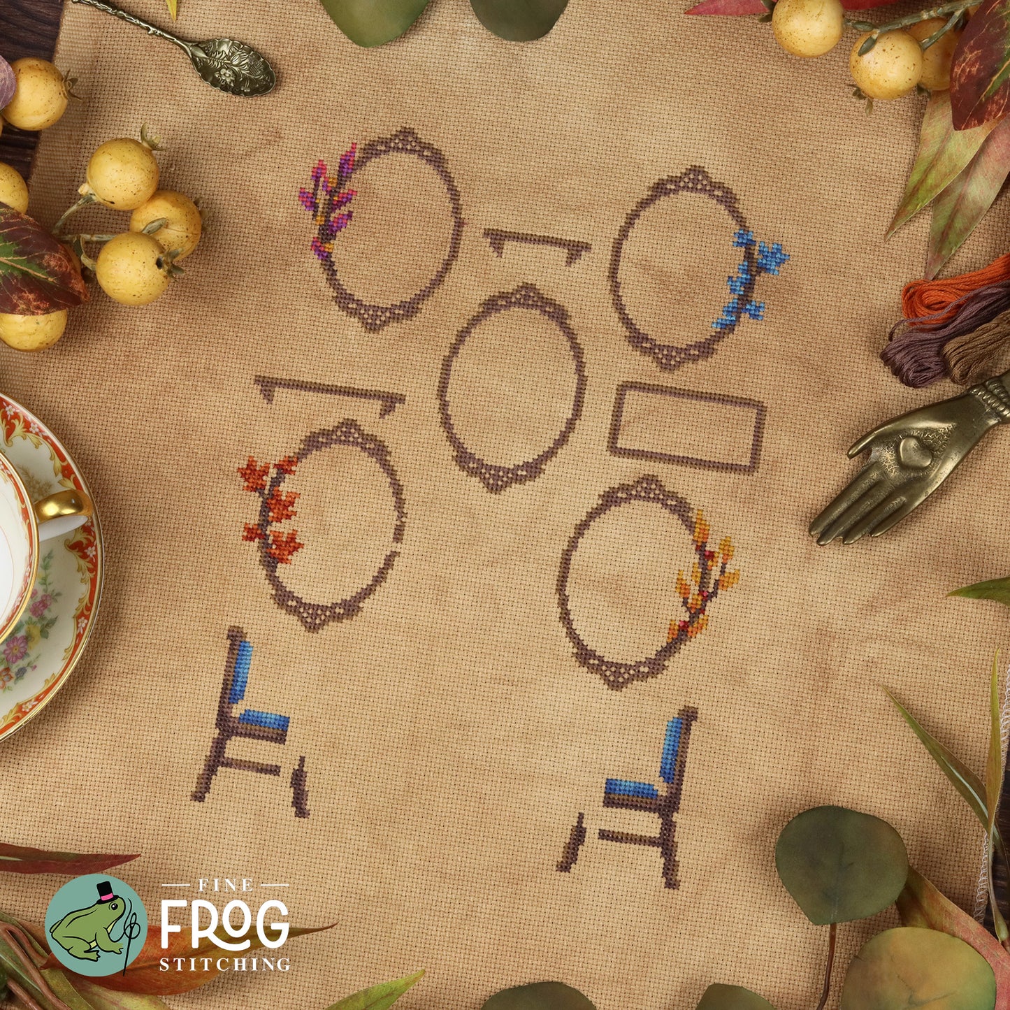 Twigs and Tea SAL - Autumn Tea Party Stitchalong Cross Stitch Pattern PDF