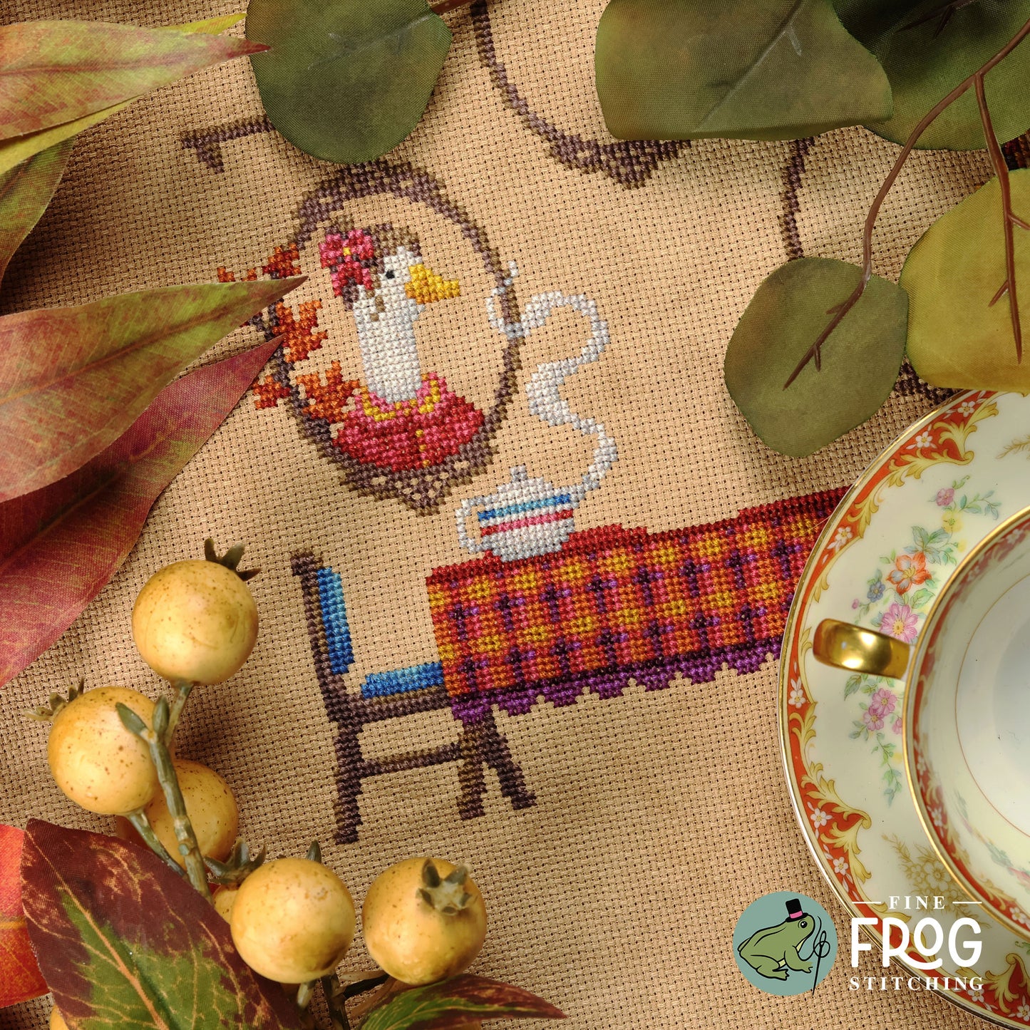Twigs and Tea SAL - Autumn Tea Party Stitchalong Cross Stitch Pattern PDF