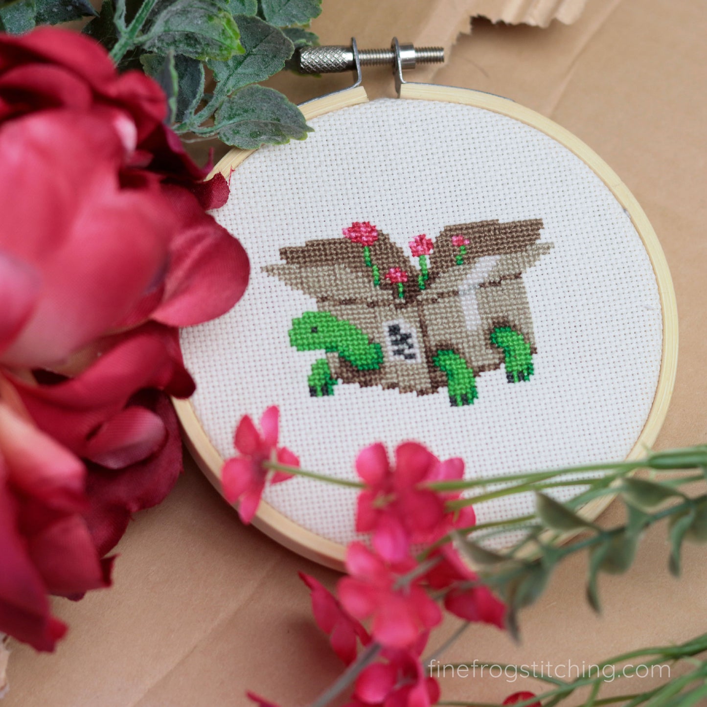 Box Turtle - Spring Flower Turtle Cross Stitch Pattern PDF