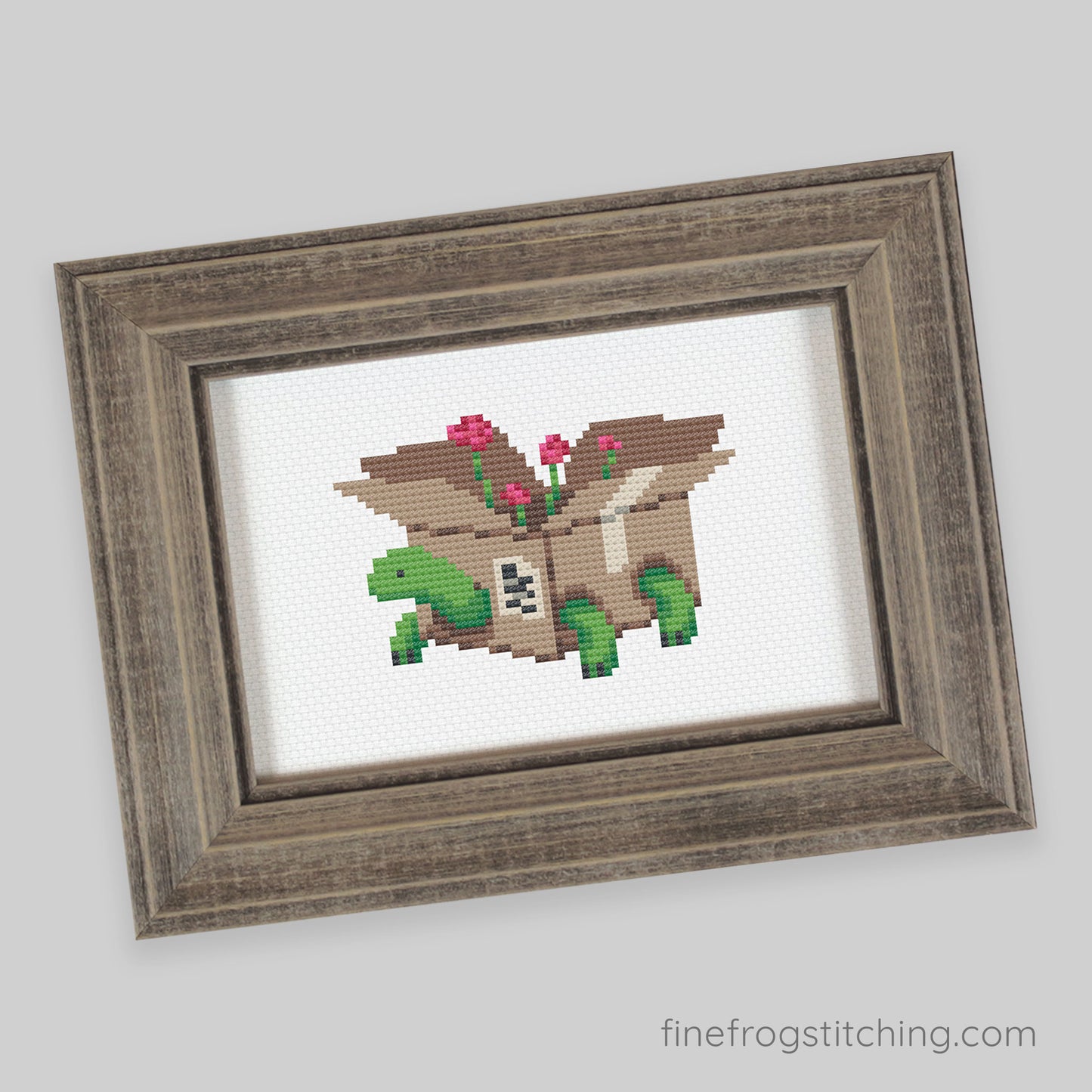 Box Turtle - PDF spring flower turtle pun cross stitch pattern