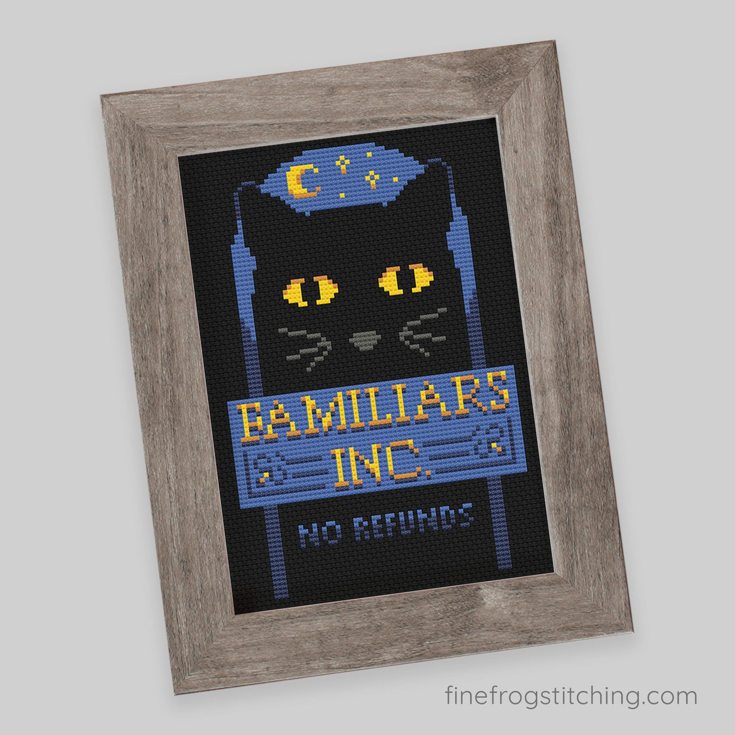 Familiars Inc - PDF black cat Halloween cross stitch pattern