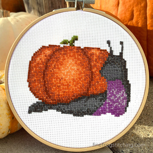 Slowest Pumpkin - PDF magical Halloween snail cross stitch pattern