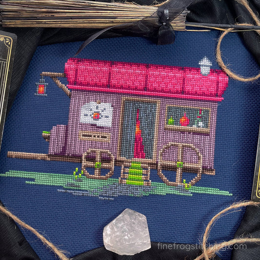 Seer's Wagon - PDF magical fortune teller cross stitch pattern