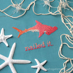 Funny Shark Cross Stitch Pattern PDF Snarky Ocean Whale Hammerhead Shark Nailed It Stitched Example