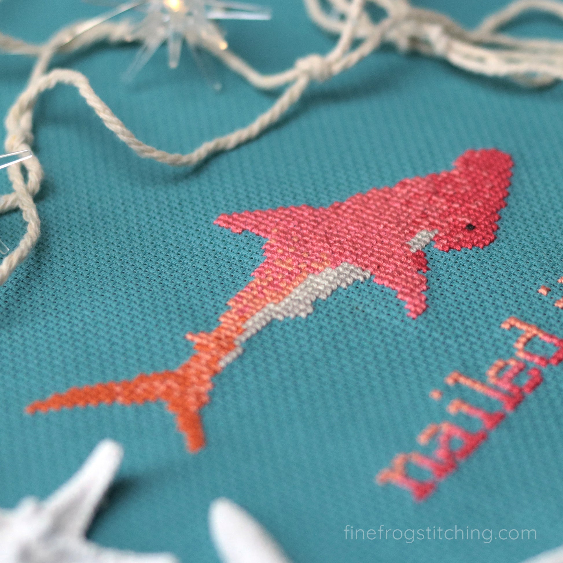 Funny Shark Cross Stitch Pattern PDF Snarky Ocean Whale Hammerhead Shark Nailed It Stitched Detail 2