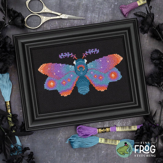 Rising Sun Moth - PDF mystical moth cross stitch pattern