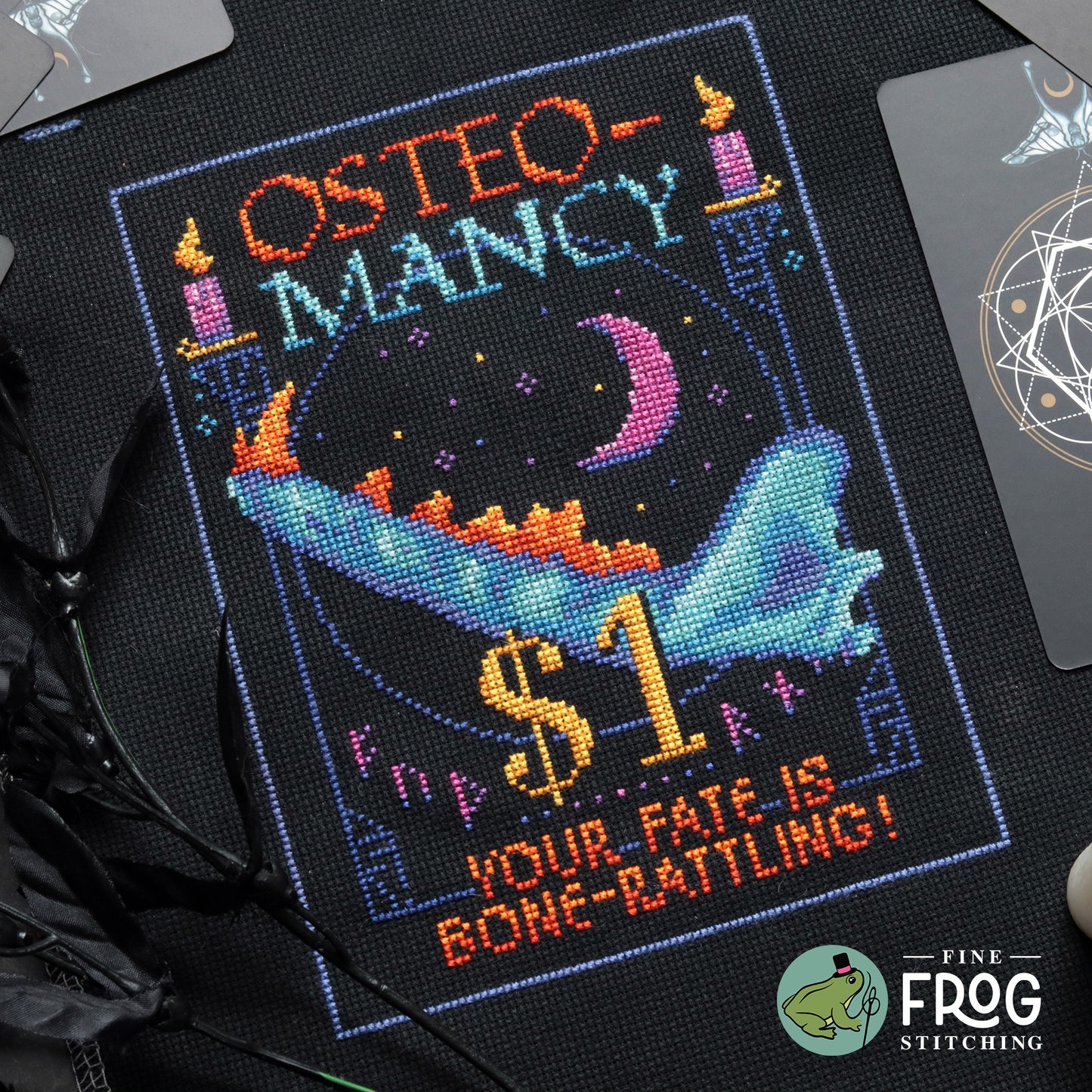 One-Dollar Osteomancy - Witchy Bone Cross Stitch Pattern PDF