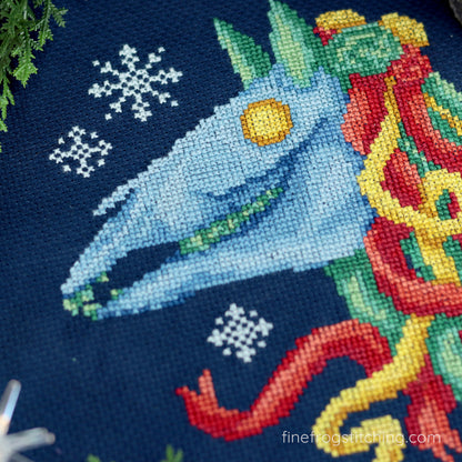 Mari Lwyd - PDF christmas holiday horse skull welsh cross stitch pattern