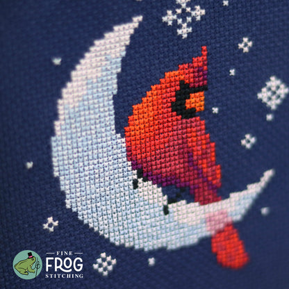 Ice Moon Cardinal - Christmas Cardinal Winter Bird Cross Stitch Pattern PDF