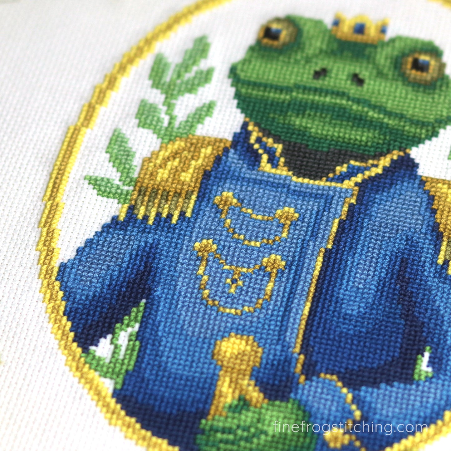 Prince Pondworthy - PDF magical royal frog cross stitch pattern