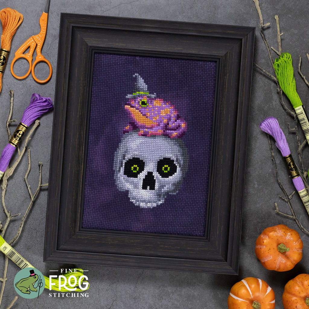 Wicked Toad - PDF toad witch Halloween cross stitch pattern