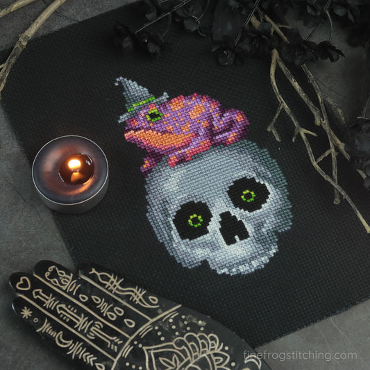 Wicked Toad - PDF toad witch Halloween cross stitch pattern