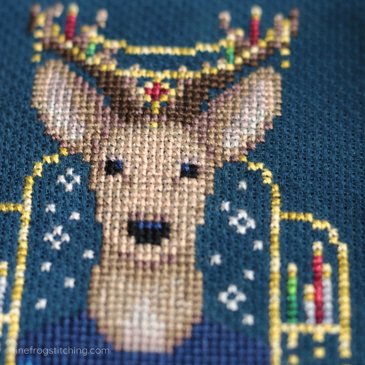 Candlelight Keeper - Reindeer Holiday Yule Winter Cross Stitch Pattern PDF