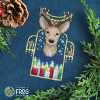 Candlelight Keeper - Reindeer Holiday Yule Winter Cross Stitch Pattern PDF