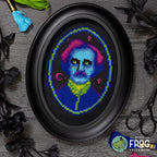 Edgar Allan Glow - Neon Gothic Edgar Allan Poe Cross Stitch Pattern PDF