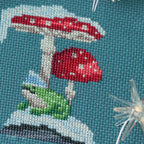 Winter Toadstool Frog - Snowy Mushroom Frog Cross Stitch Pattern PDF
