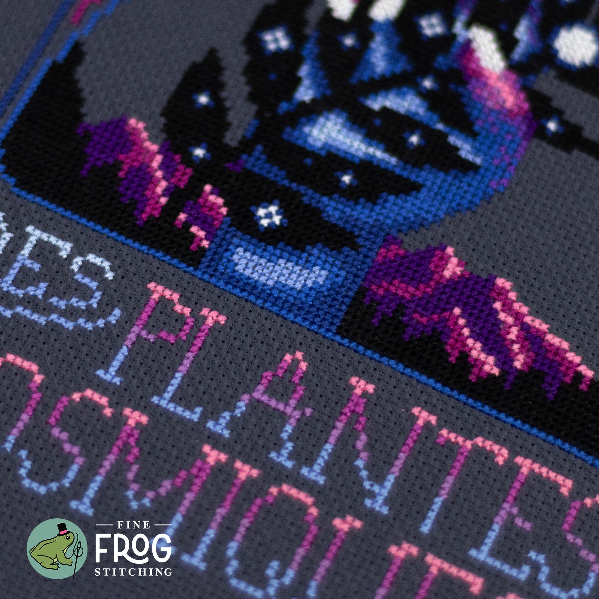 Celestial Botanical Dark Academia Cross Stitch Pattern PDF Colorful Fantasy Potion Space Cosmic Plant Book Stitched Detail