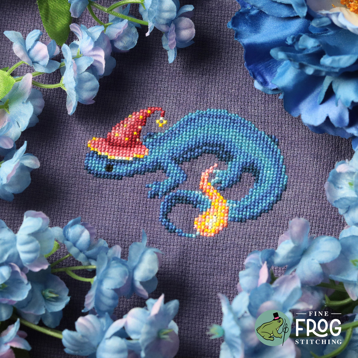 Wizardly Newt - Fantasy Newt Wizard Cross Stitch Pattern PDF