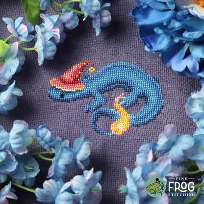 Wizardly Newt - Fantasy Newt Wizard Cross Stitch Pattern PDF