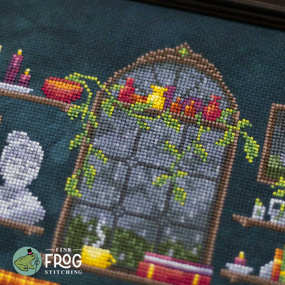 Plants and Petrichor - Cozy Rain Plants Stitchalong Dark Academia Cross Stitch Pattern PDF