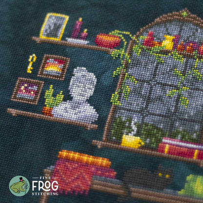 Plants and Petrichor - Cozy Rain Plants Stitchalong Dark Academia Cross Stitch Pattern PDF