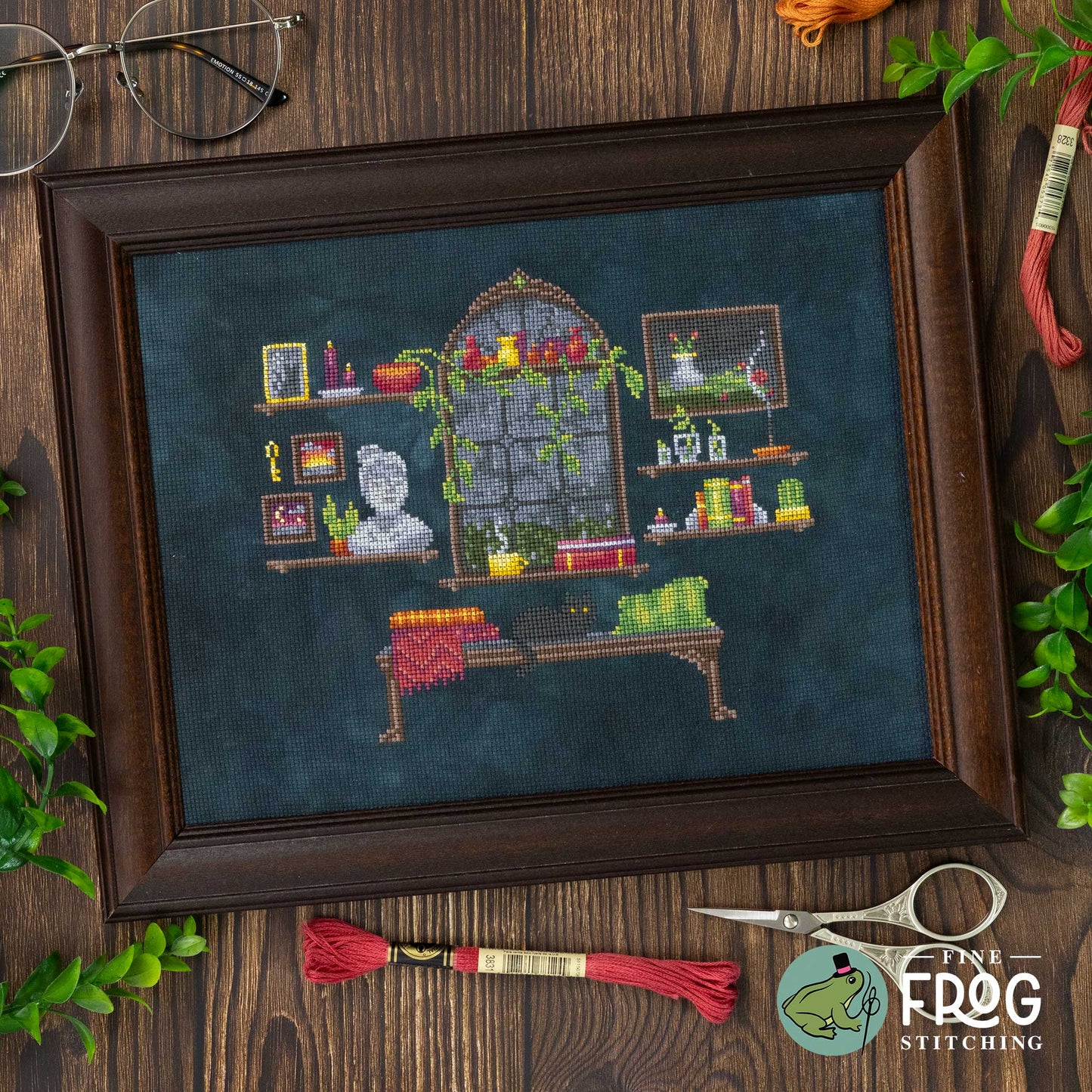 Plants and Petrichor - Cozy Rain Plants Stitchalong Dark Academia Cross Stitch Pattern PDF