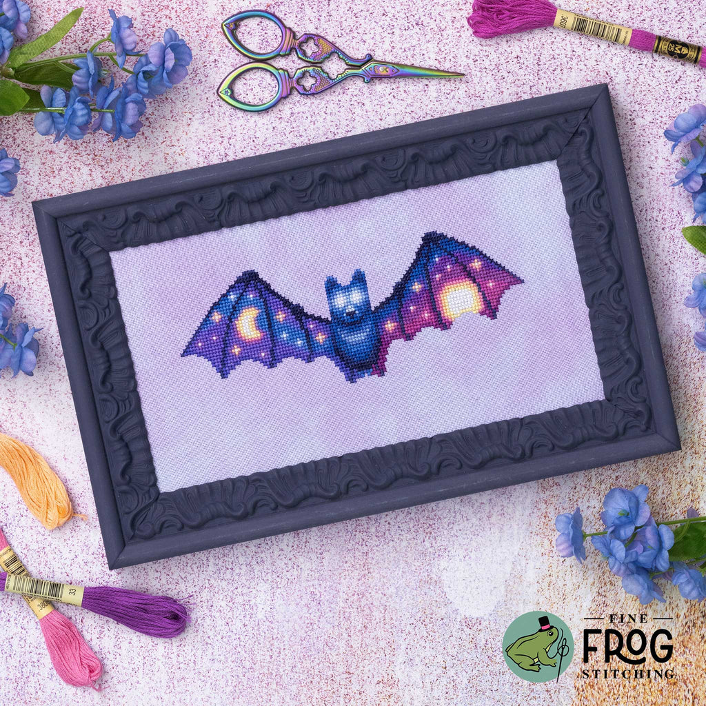 Soaring Sky Bat - Celestial Bat Fantasy Cross Stitch Pattern PDF