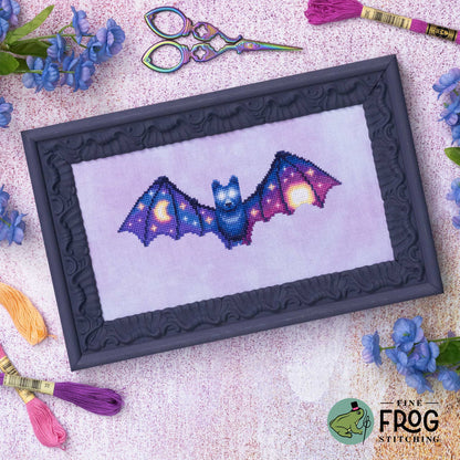 Soaring Sky Bat - Celestial Bat Fantasy Cross Stitch Pattern PDF