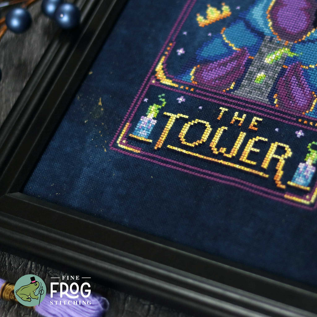 Feather Tarot: The Tower - Crow Raven Tarot Card Cross Stitch Pattern PDF