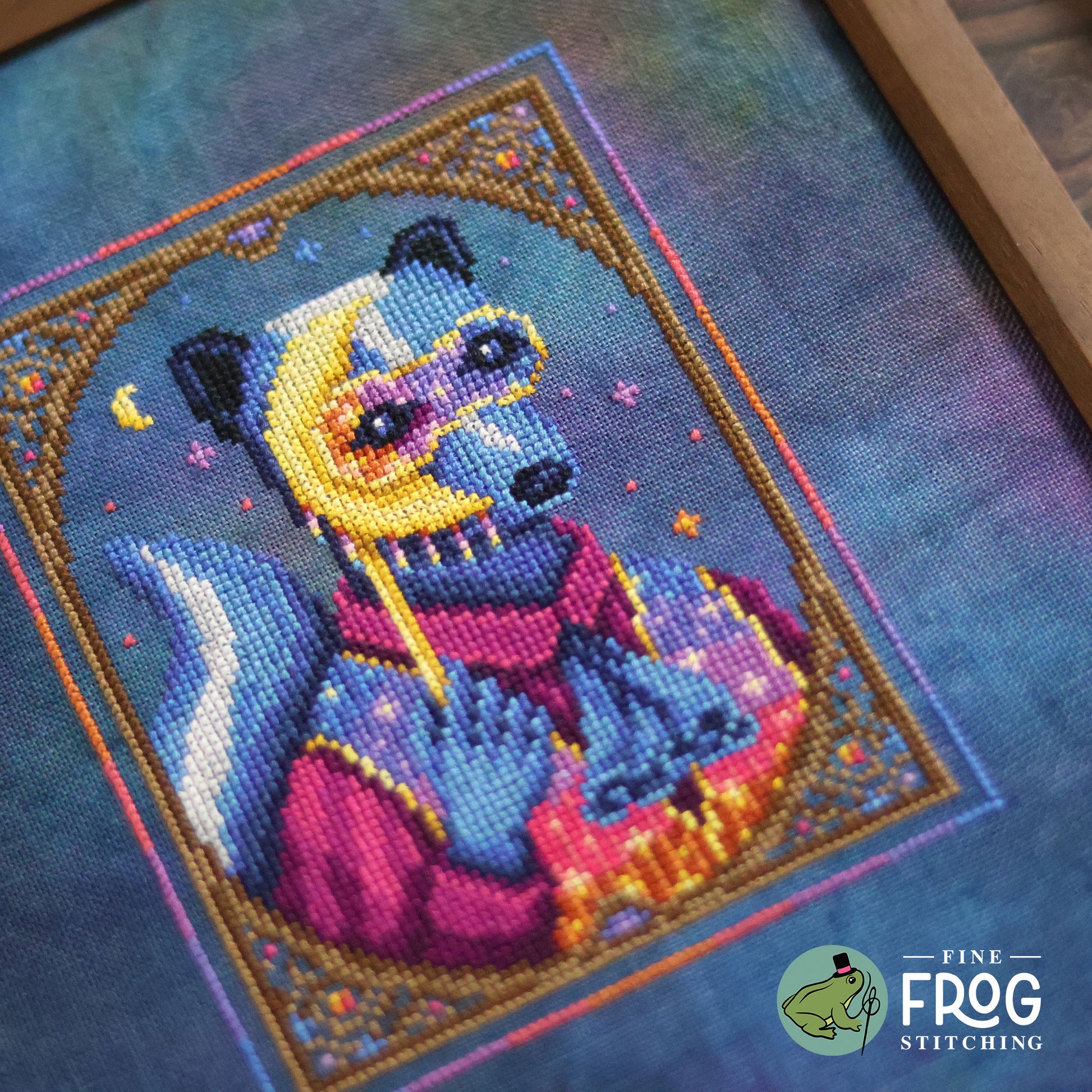 Fancy Skunk Dark Academia Cross Stitch Pattern PDF Masquerade Celestial Magical Masquerade Skunk Stitched Detail