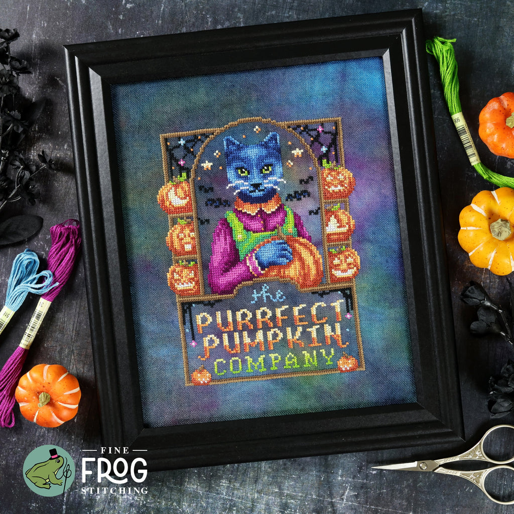 Purrfect Pumpkin Co - Halloween Black Cat Cross Stitch Pattern PDF