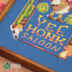 Western Cowboy Goose Cross Stitch Pattern PDF Texas Southern Duck Yee Honk Saloon Stitched Detail 1