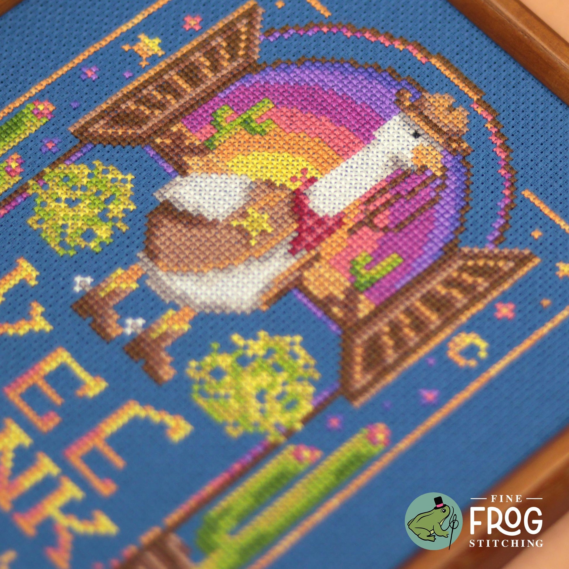 Western Cowboy Goose Cross Stitch Pattern PDF Texas Southern Duck Yee Honk Saloon Stitched Detail 2