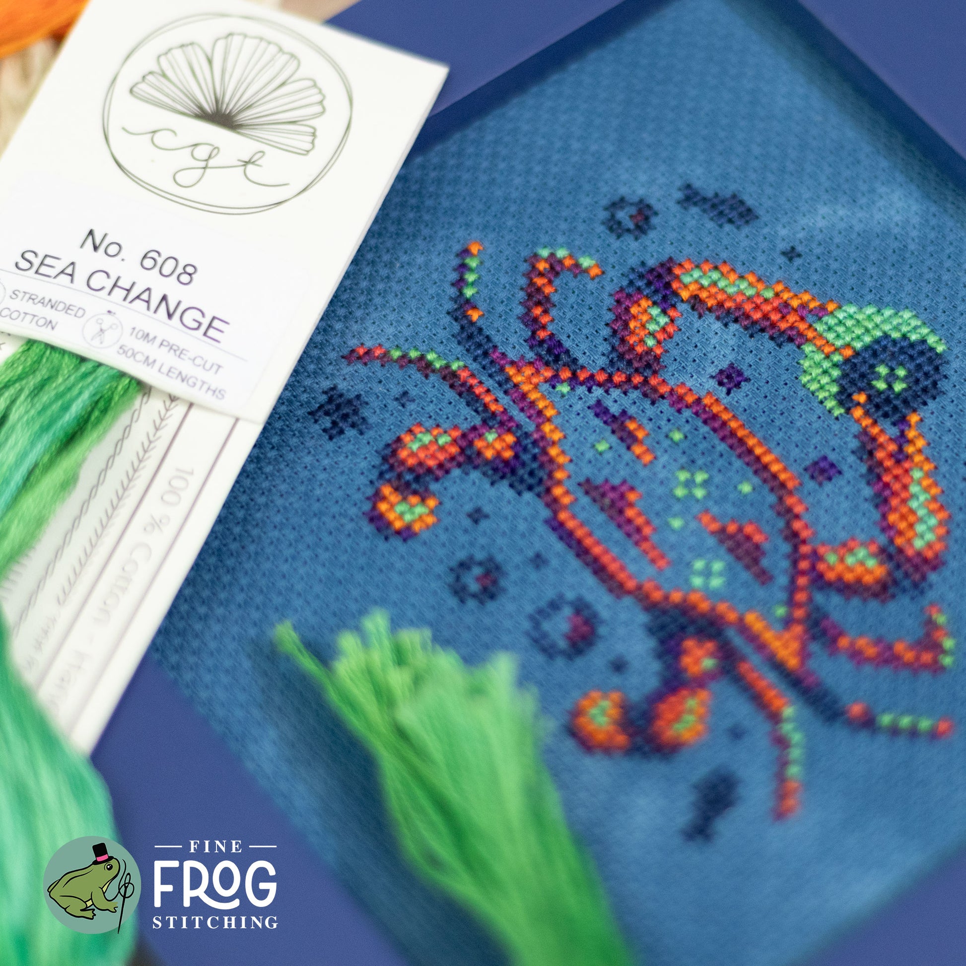 Summer Beach Crab Cross Stitch Pattern PDF Ocean Nautical Cute Shrimp Crescent Crab Stitched Detail 2