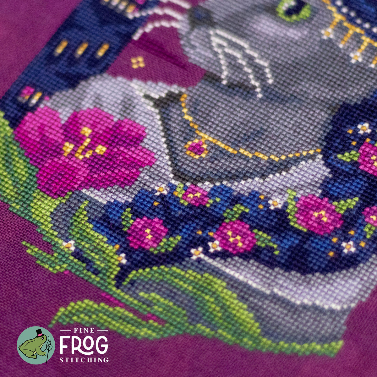 Fantasy Cat Rapunzel Cross Stitch Pattern PDF Fairytale Princess Medieval Grimm Purrsinette Detail Shot