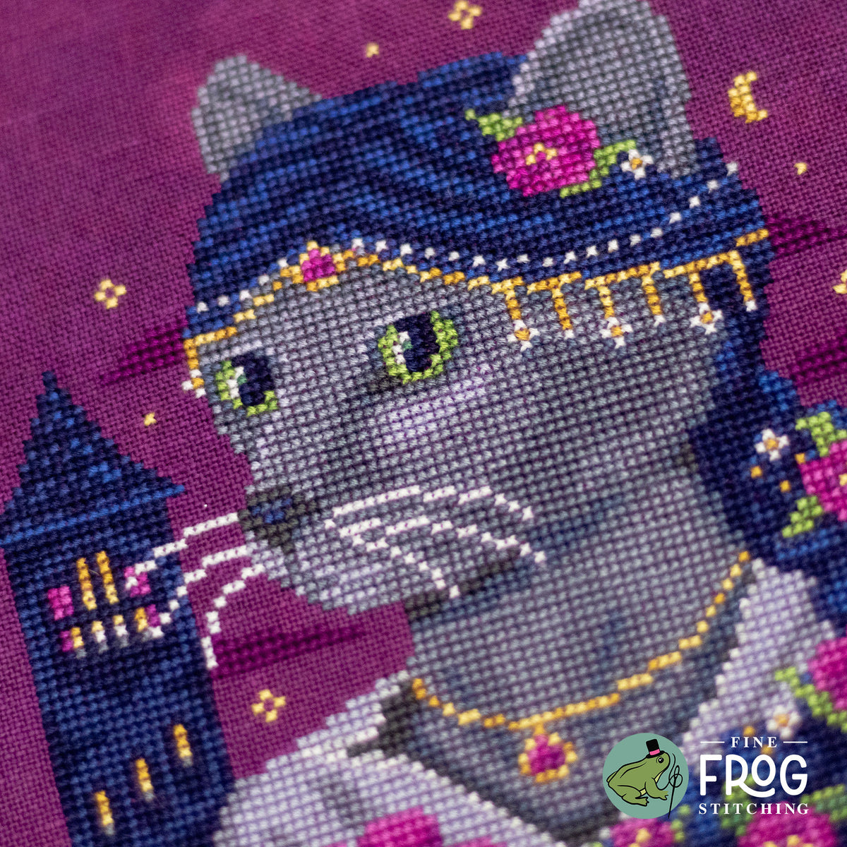 Fantasy Cat Rapunzel Cross Stitch Pattern PDF Fairytale Princess Medieval Grimm Purrsinette Detail Shot