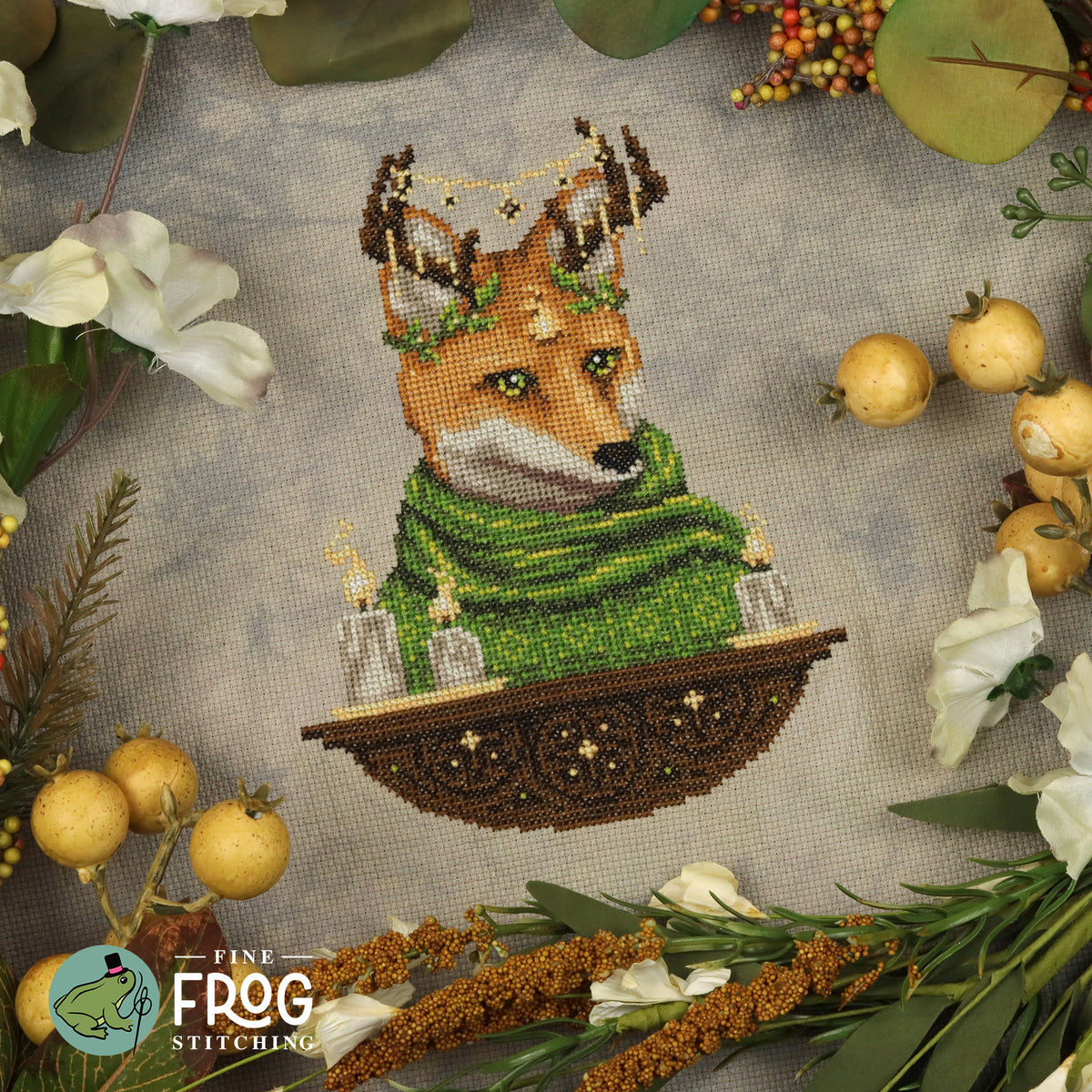 Fireside Fox - Fall Autumn Fox Cross Stitch Pattern PDF